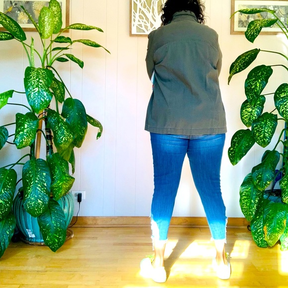 ✨ Abound✨Khaki Military Jacket W/Four Front Pockets & Left Arm Patch - Picture 13 of 15